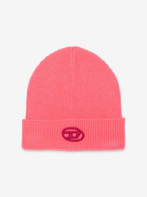 Diesel Girls Logo Beanie Hat in Pink