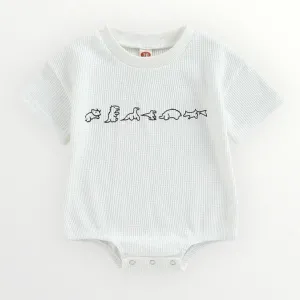 Dino Shirt Romper - White