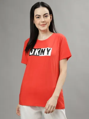 Dkny Red Fashion Logo Regular Fit Top
