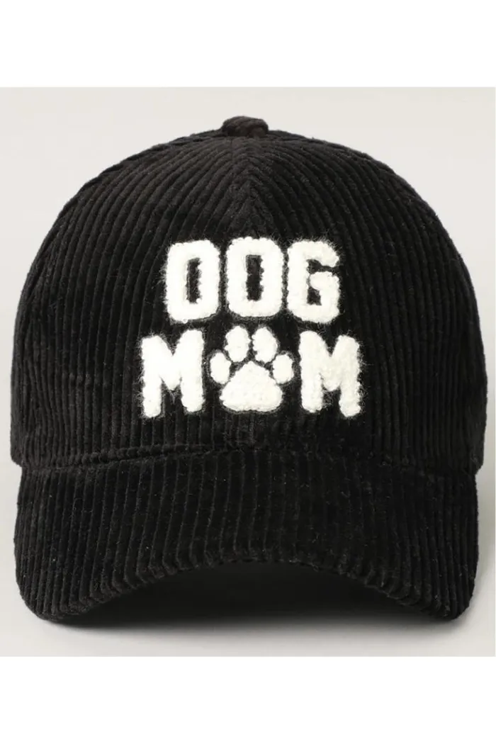 Dog Mom 3D Embroidered Corduroy Baseball Cap