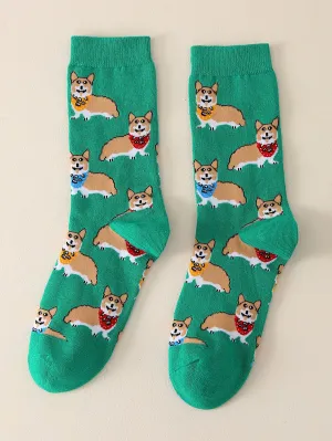 Dog WIth Bandana Crew Socks Funny Socks for Men Novelty Socks Funky Socks Gift