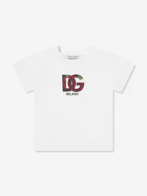 Dolce & Gabbana Baby Girls Rose Logo T-Shirt in White