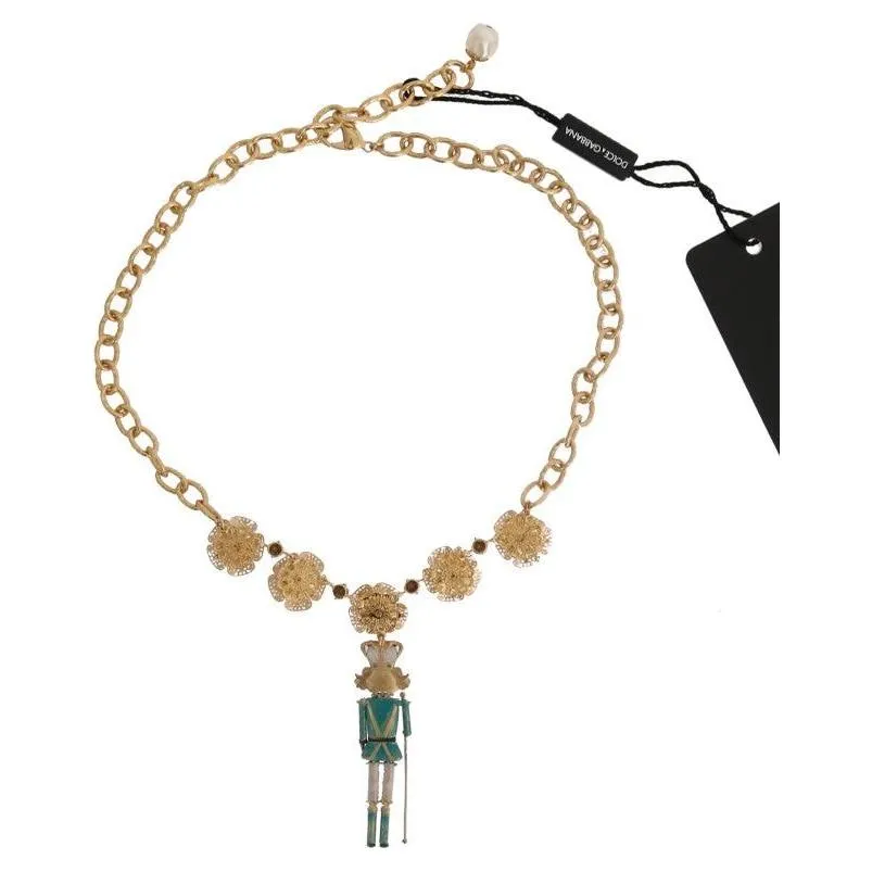 Dolce & Gabbana Elegant Gold Crystal Statement Necklace