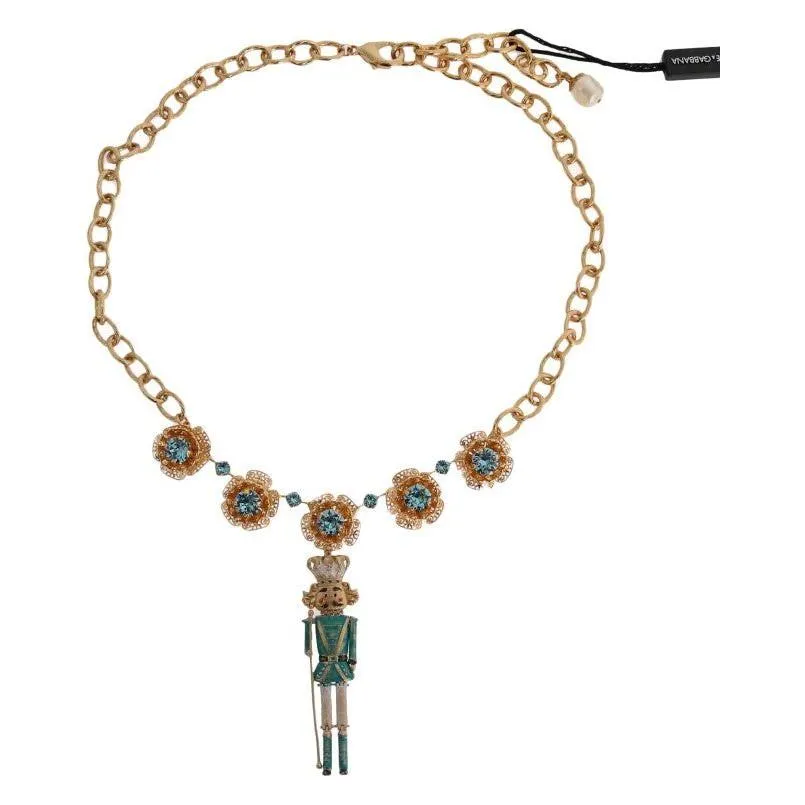 Dolce & Gabbana Elegant Gold Crystal Statement Necklace