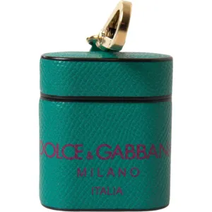 Dolce & Gabbana Elegant Leather Airpods Case in Green and Maroon