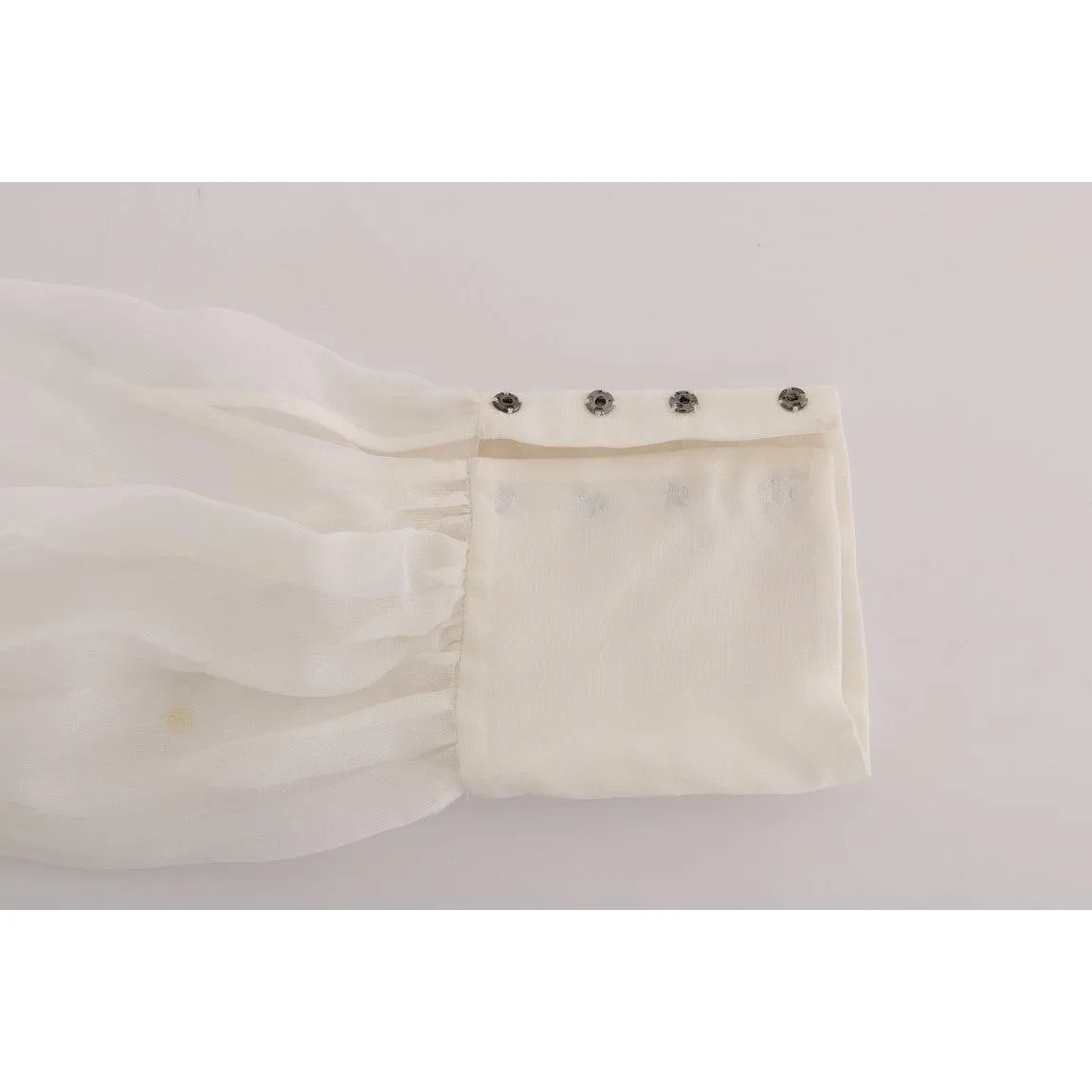 Dolce & Gabbana Elegant White Silk Daisy Blouse