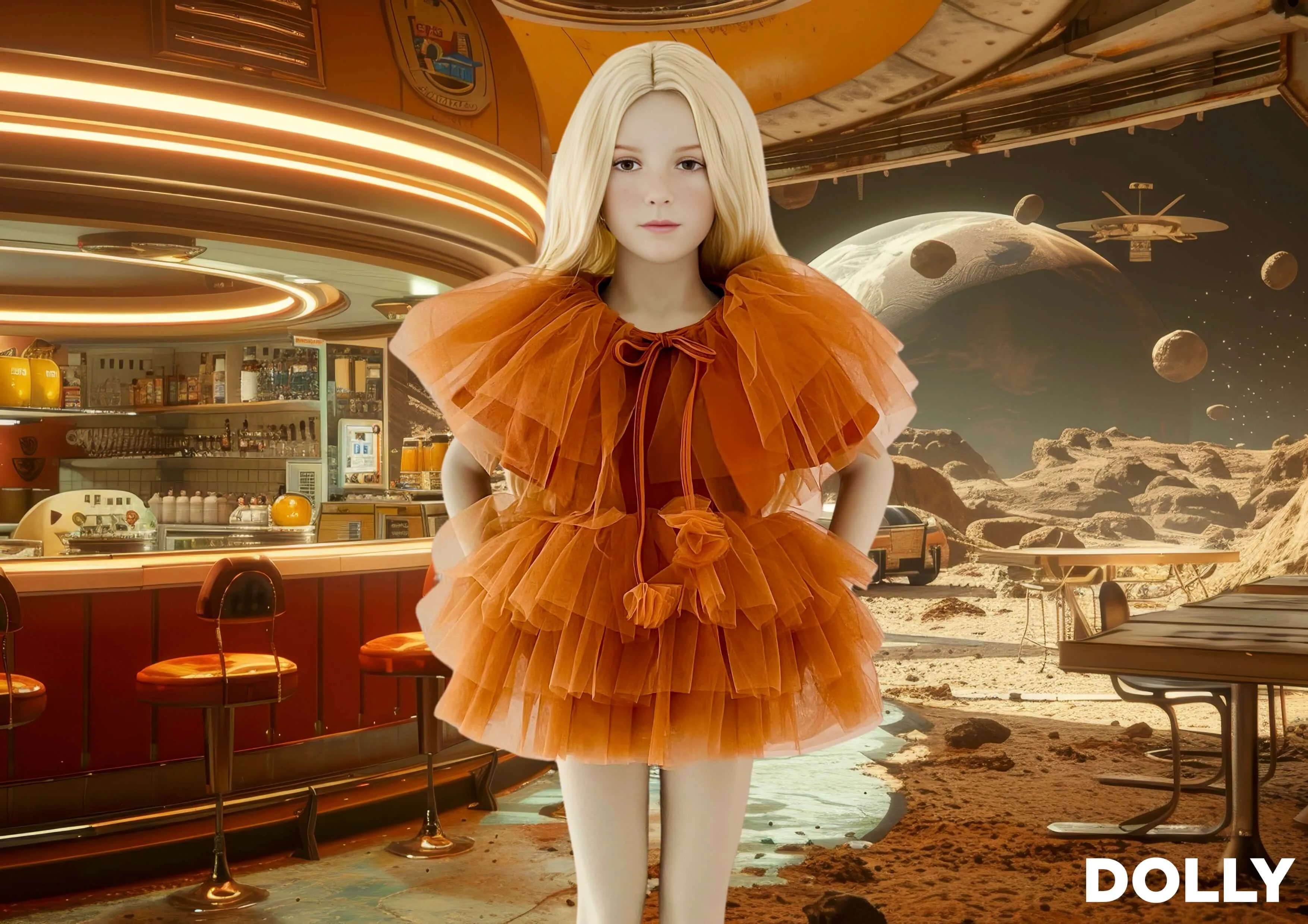 DOLLY TULLE CAPE  caramel