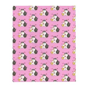 Doodle Cat Hearts Valentine's Day Throw Blanket