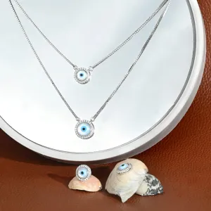 Double Layer Evil Eye Necklace Set