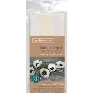 Double Sided Crepe Paper 25cm x 125cm White, Vanilla & Vanilla, Chiffon