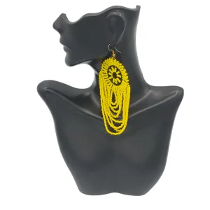 Dream Catcher Beaded Earrings, Yellow