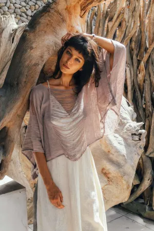 Dry Lavender Hand Loomed Raw Cotton Top