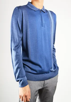DT 1/4 Zip Lux Vertical Stripe Polo Ls