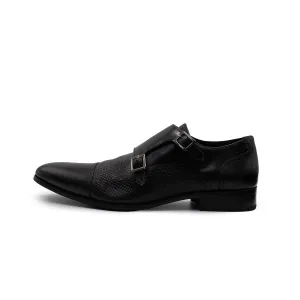 Dune London Formal Straps Monk Strap Shoes Leather Black Colour For Men