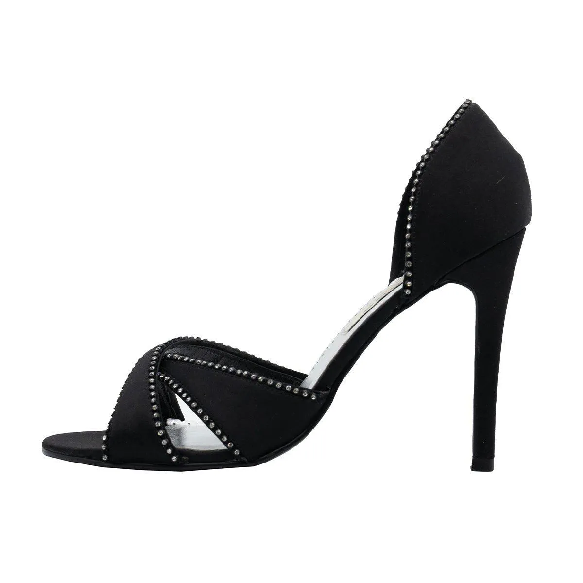 Dune Studded Peep Toe Fabric Black Colour For Women