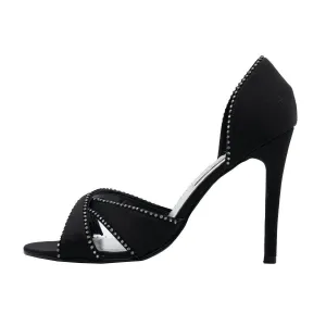 Dune Studded Peep Toe Fabric Black Colour For Women