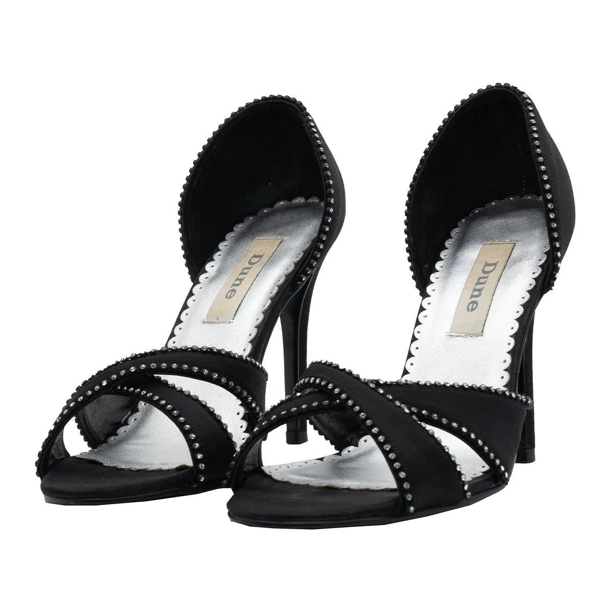Dune Studded Peep Toe Fabric Black Colour For Women