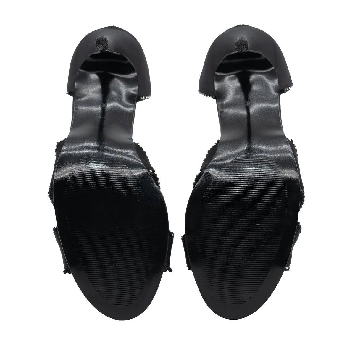 Dune Studded Peep Toe Fabric Black Colour For Women