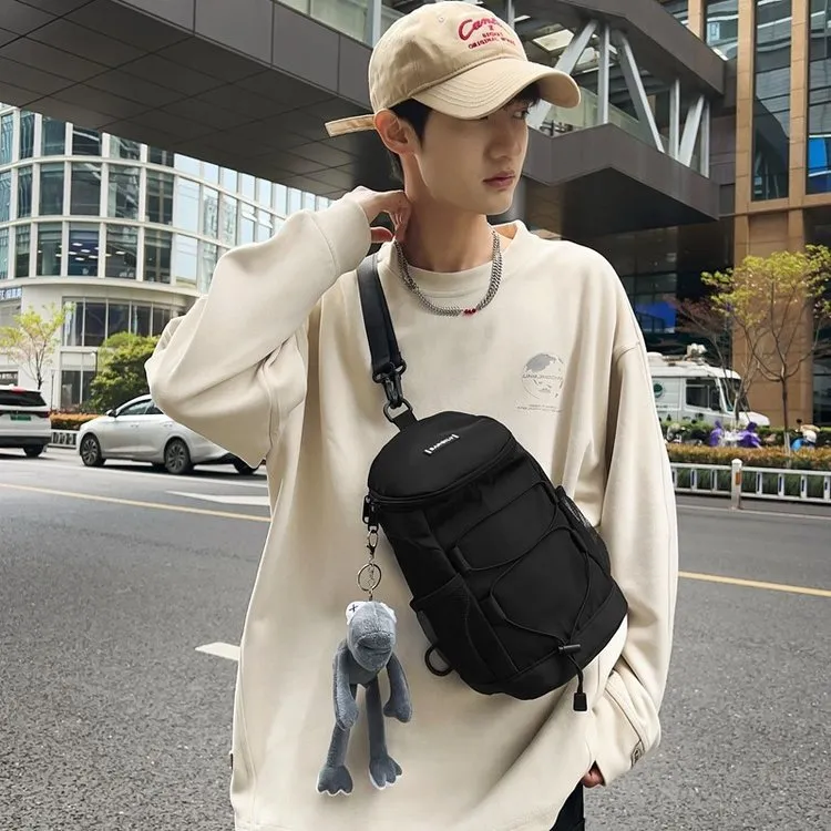 DUNNMALL New Japanese Ins Backpack Shoulder Crossbody round Bag Men's Messenger Bag Simple Large Capacity Foreign Trade Fashion