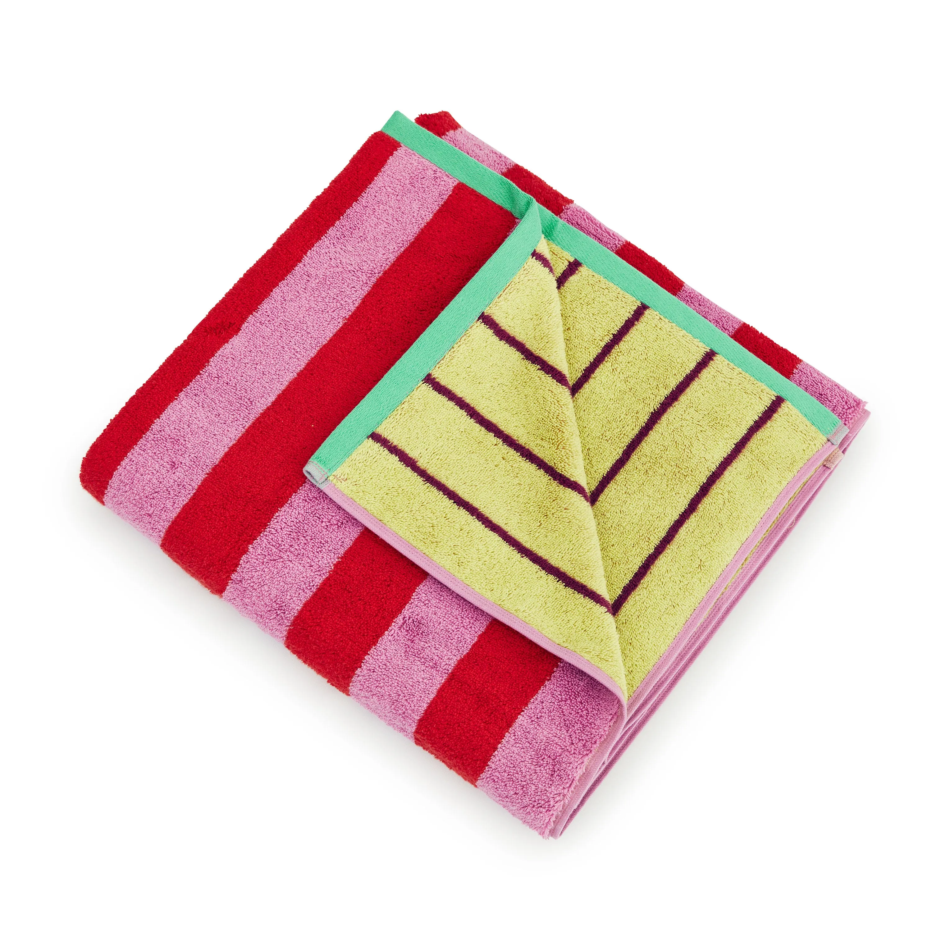 Dusen Dusen Bathroom Towel - Pink/ Red & Lime/ Purple