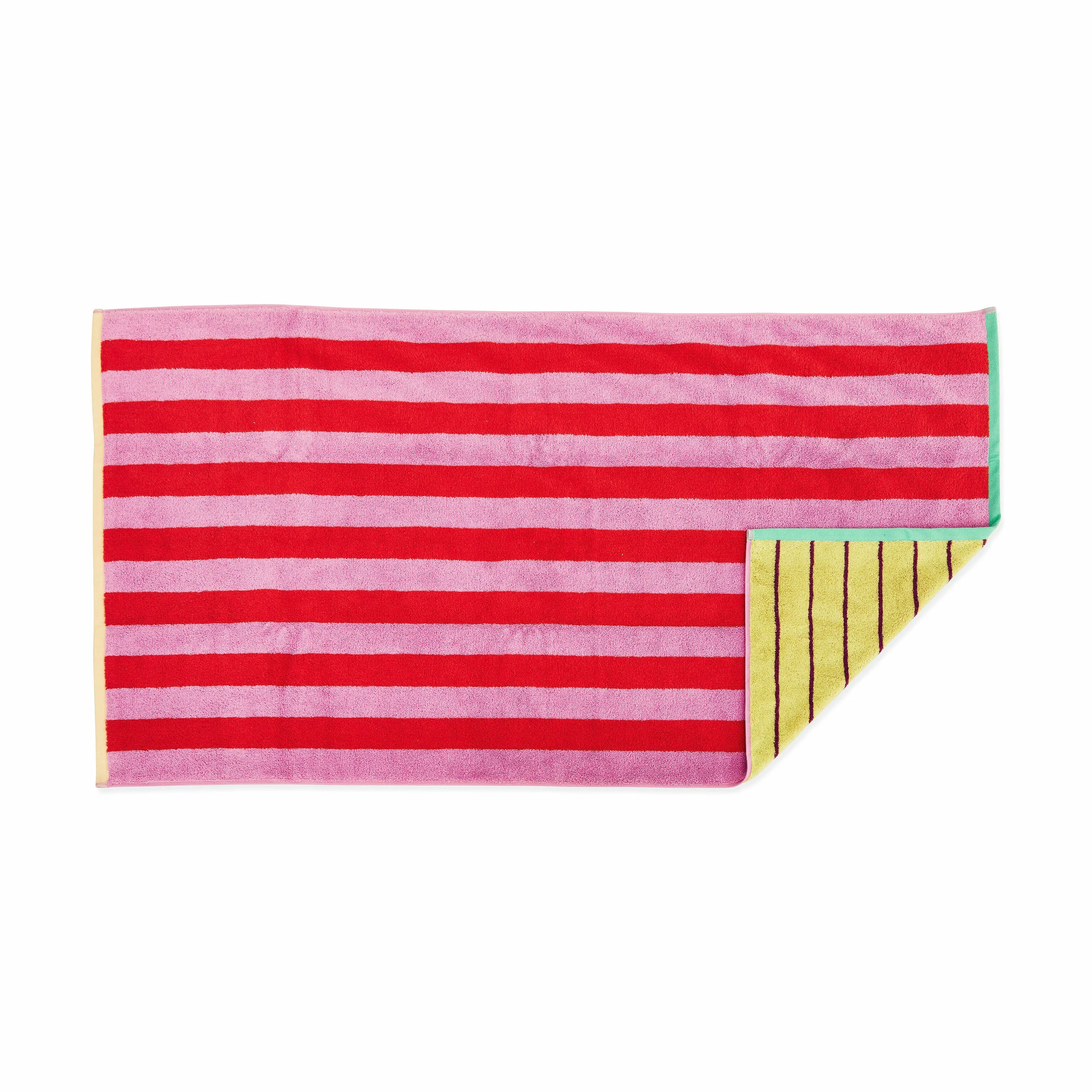 Dusen Dusen Bathroom Towel - Pink/ Red & Lime/ Purple