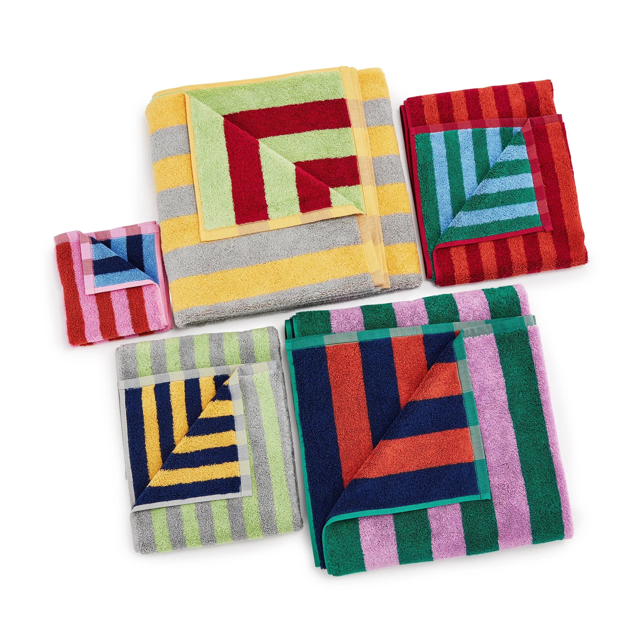 Dusen Dusen Bathroom Towel - Pink/ Red & Lime/ Purple