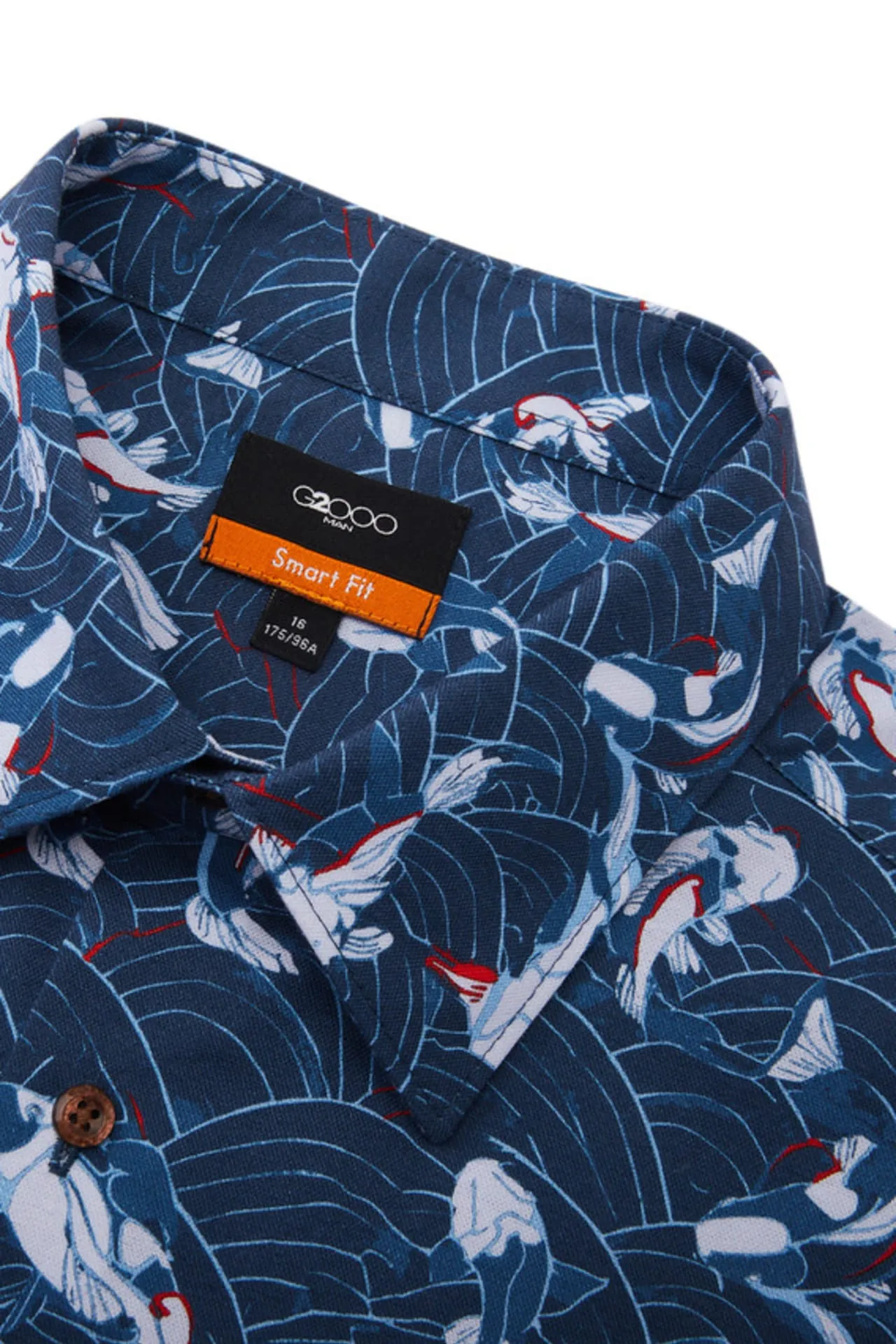 Easy Care Koi All Over Print Cotton Oxford Smart Fit Short Sleeve Casual Shirt