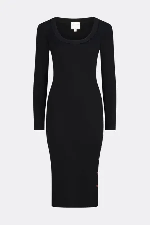 Eden Soft Merino Wool Long Sleeve Dress Black