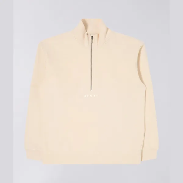 Edwin Koji Half Zip Sweat - Whitecao Grey