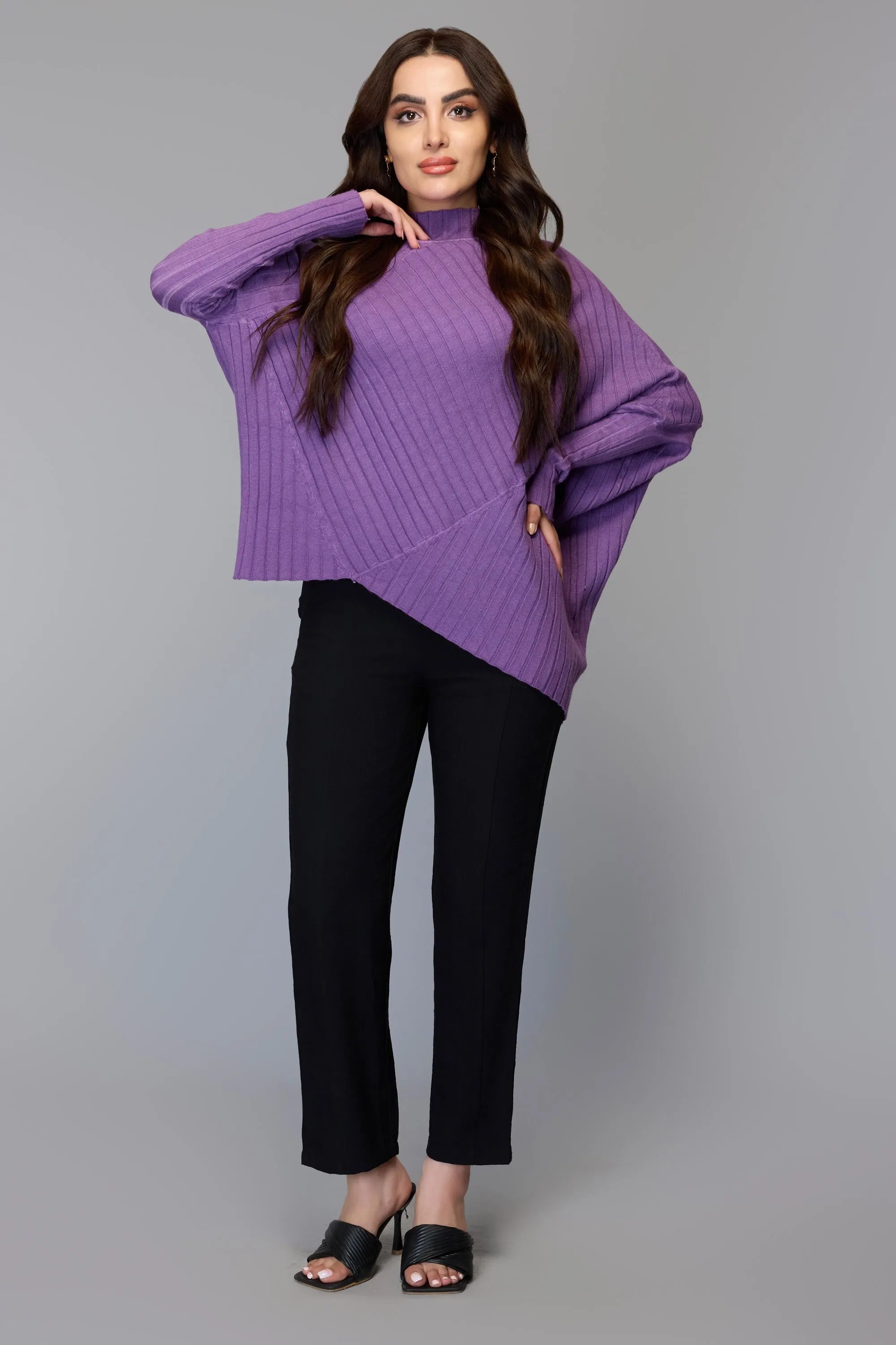 Effortlessly Chic Purple Asymmetrical Sweater