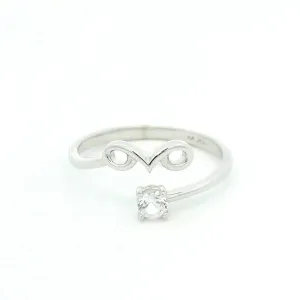Elegant Aries 10K White Gold Ring with Created White Sapphire