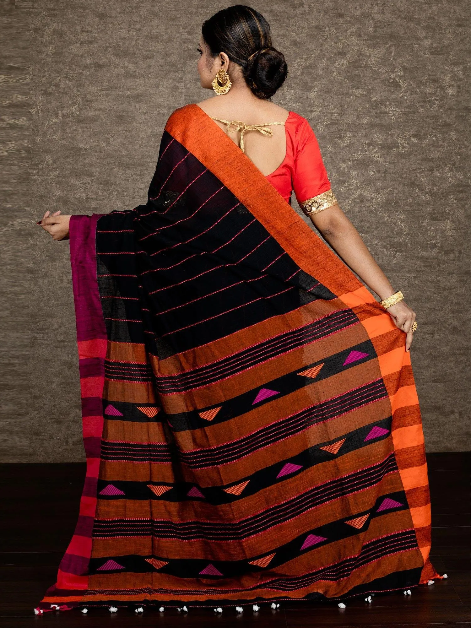 Elegant Black Allover Cotton Saree