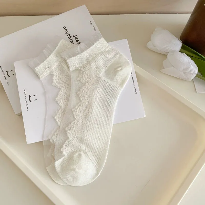 Elegant Floral Geometric Silk Card Stockings