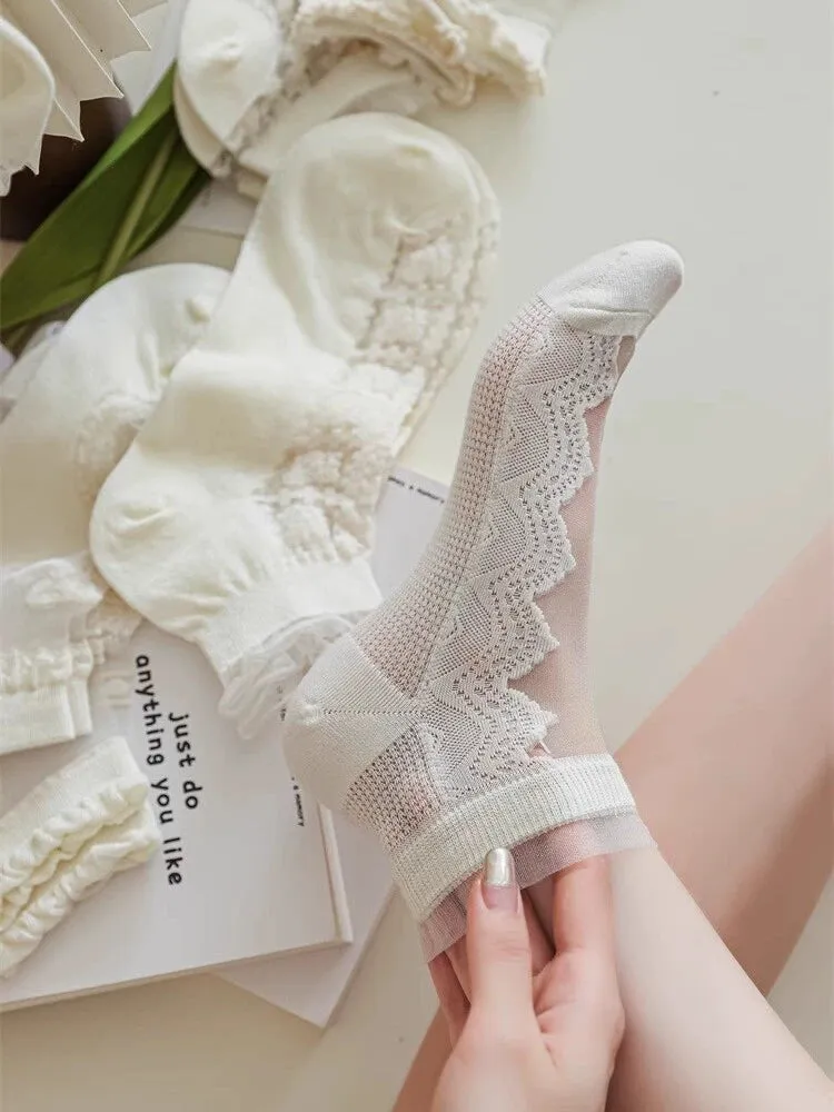 Elegant Floral Geometric Silk Card Stockings