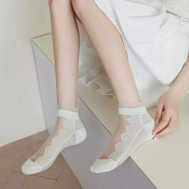 Elegant Floral Geometric Silk Card Stockings