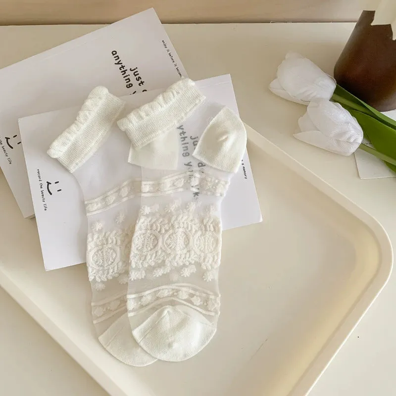 Elegant Floral Geometric Silk Card Stockings