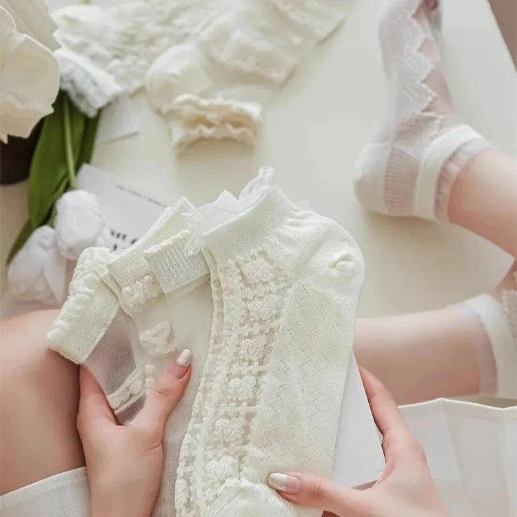 Elegant Floral Geometric Silk Card Stockings