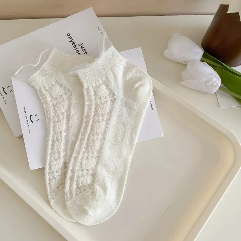 Elegant Floral Geometric Silk Card Stockings