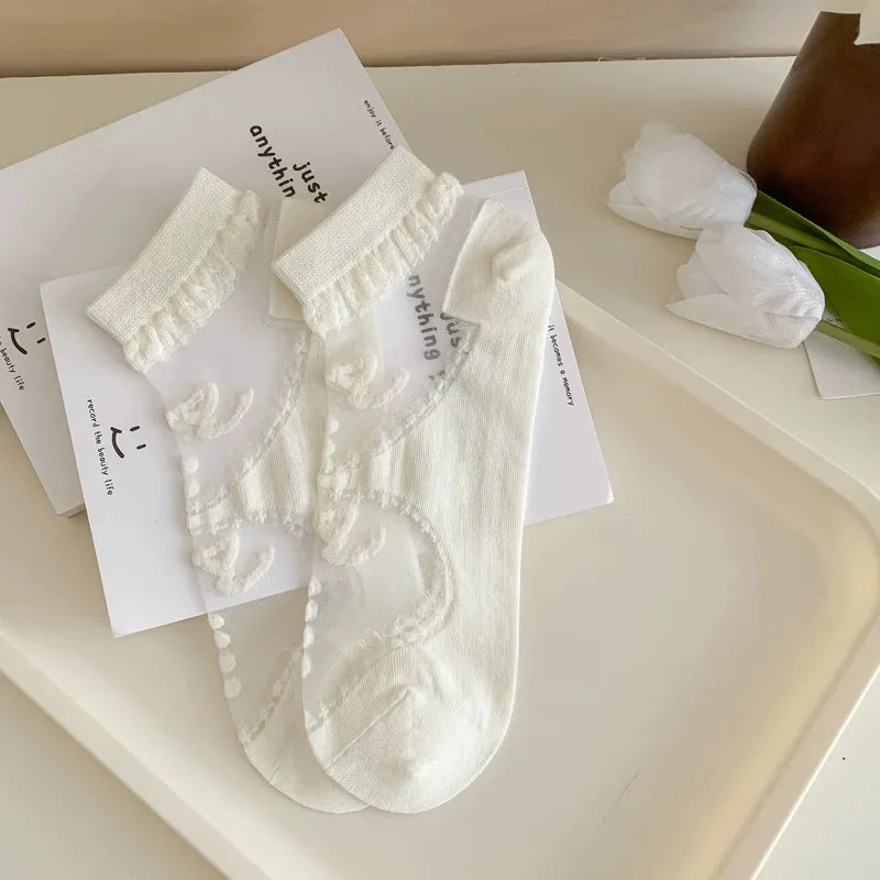 Elegant Floral Geometric Silk Card Stockings