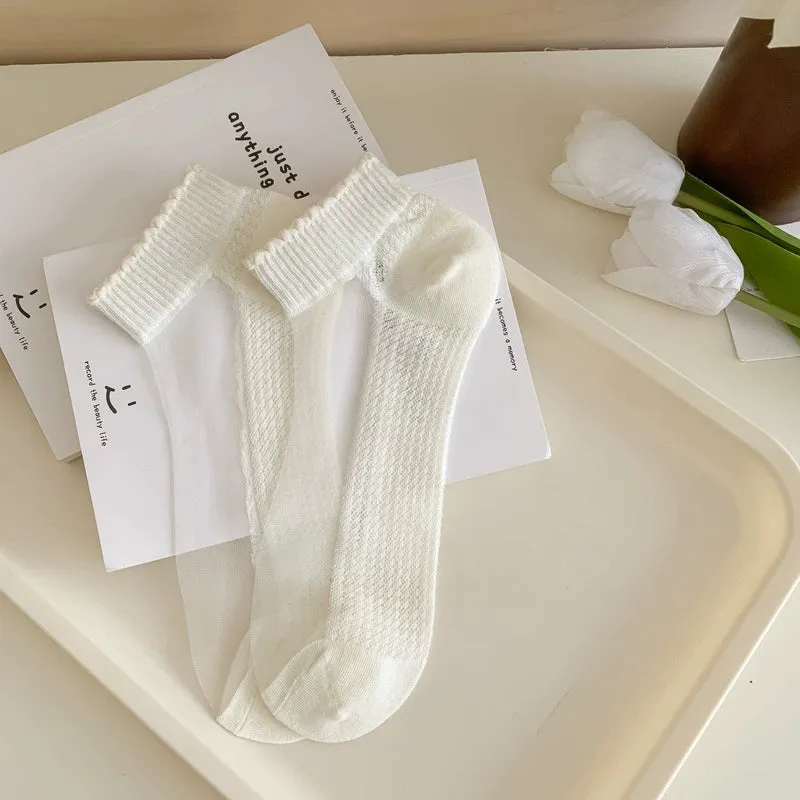 Elegant Floral Geometric Silk Card Stockings