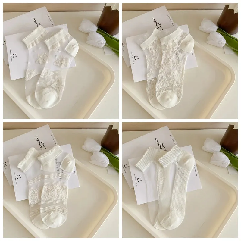 Elegant Floral Geometric Silk Card Stockings