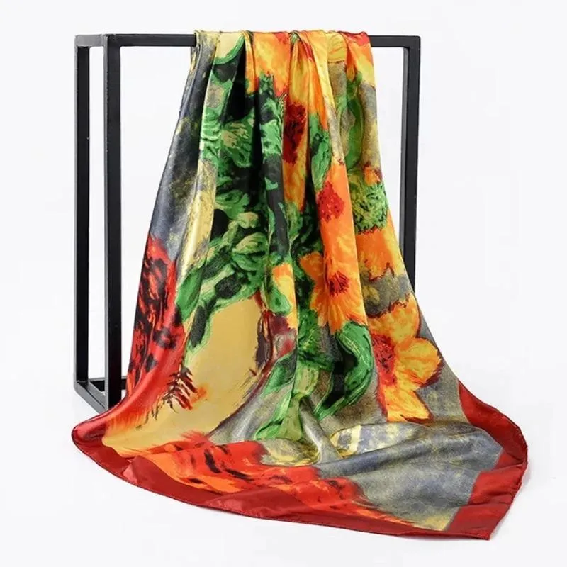 Elegant Floral Pattern Silk Scarf Collection