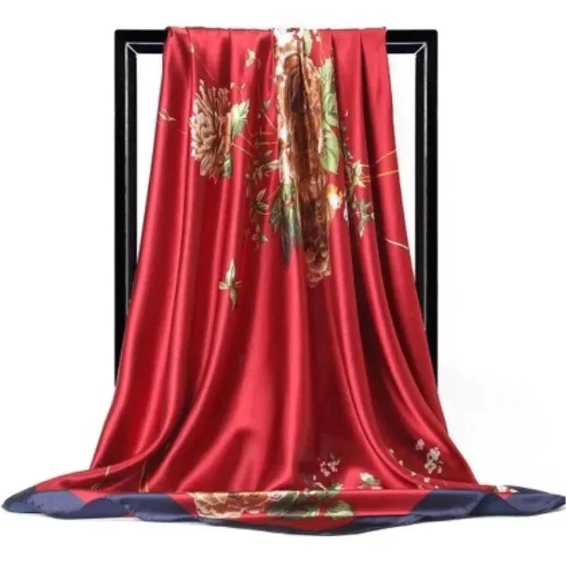 Elegant Floral Pattern Silk Scarf Collection