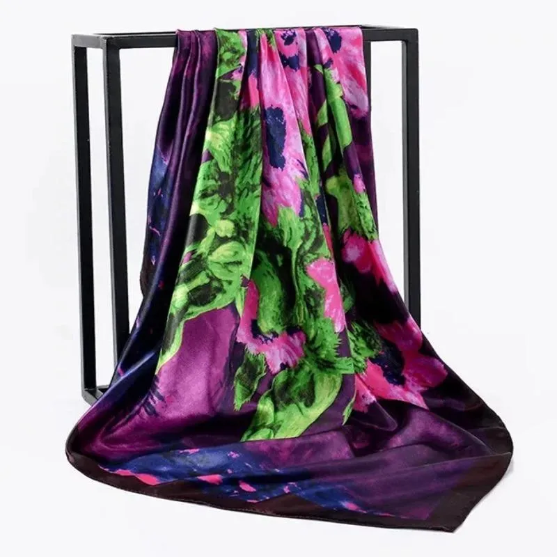 Elegant Floral Pattern Silk Scarf Collection