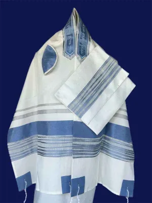 Elegant Light Blue Wave Cotton Tallit