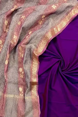 Elegant Purple Banarasi Silk Suit Set with Hand Dyed Dupatta