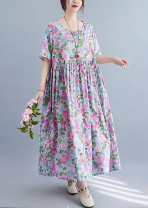 Elegant Purple Print Patchwork Holiday Long Dress Summer LY6596