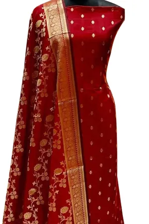 Elegant Red Banarasi Silk Suit: A Timeless Classic