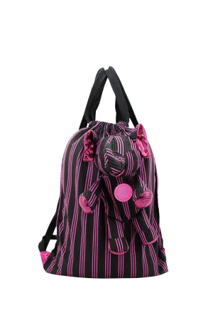 ELEPH FOLDABLE PLEAT 3 STRIPE - BACKPACK : Black / Pink