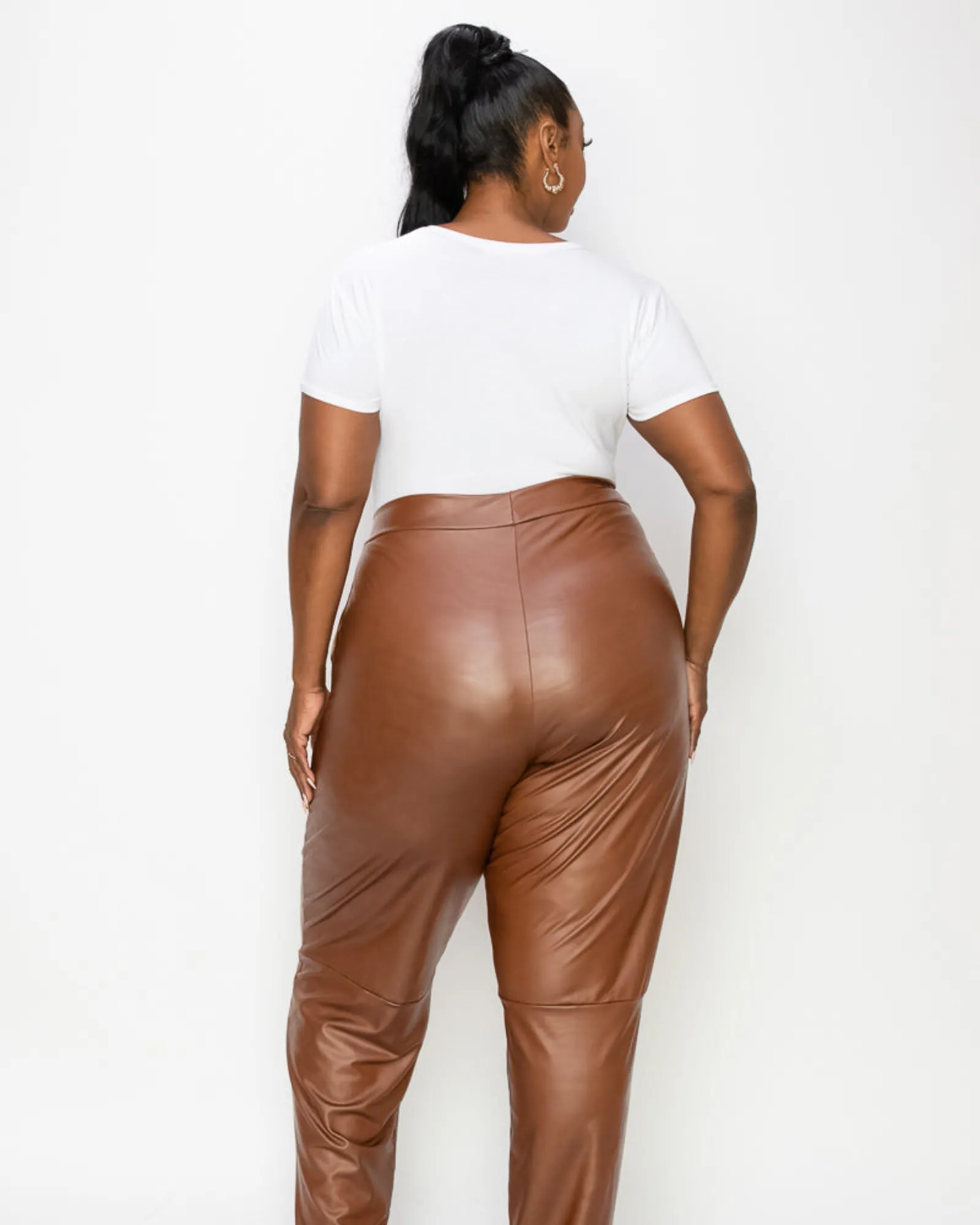 Elise Vegan Leather Pocket Pants | Camel
